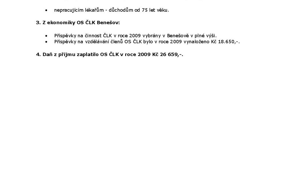 Zápis z jednání představenstva OS ČLK Benešov ze dne 19.1.2010